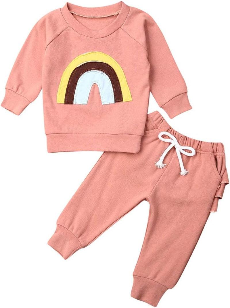 Newborn Baby Girls Clothes Cotton Suit Cute Baby Kid Infant Toddler Play Wear Rainbow Outfits