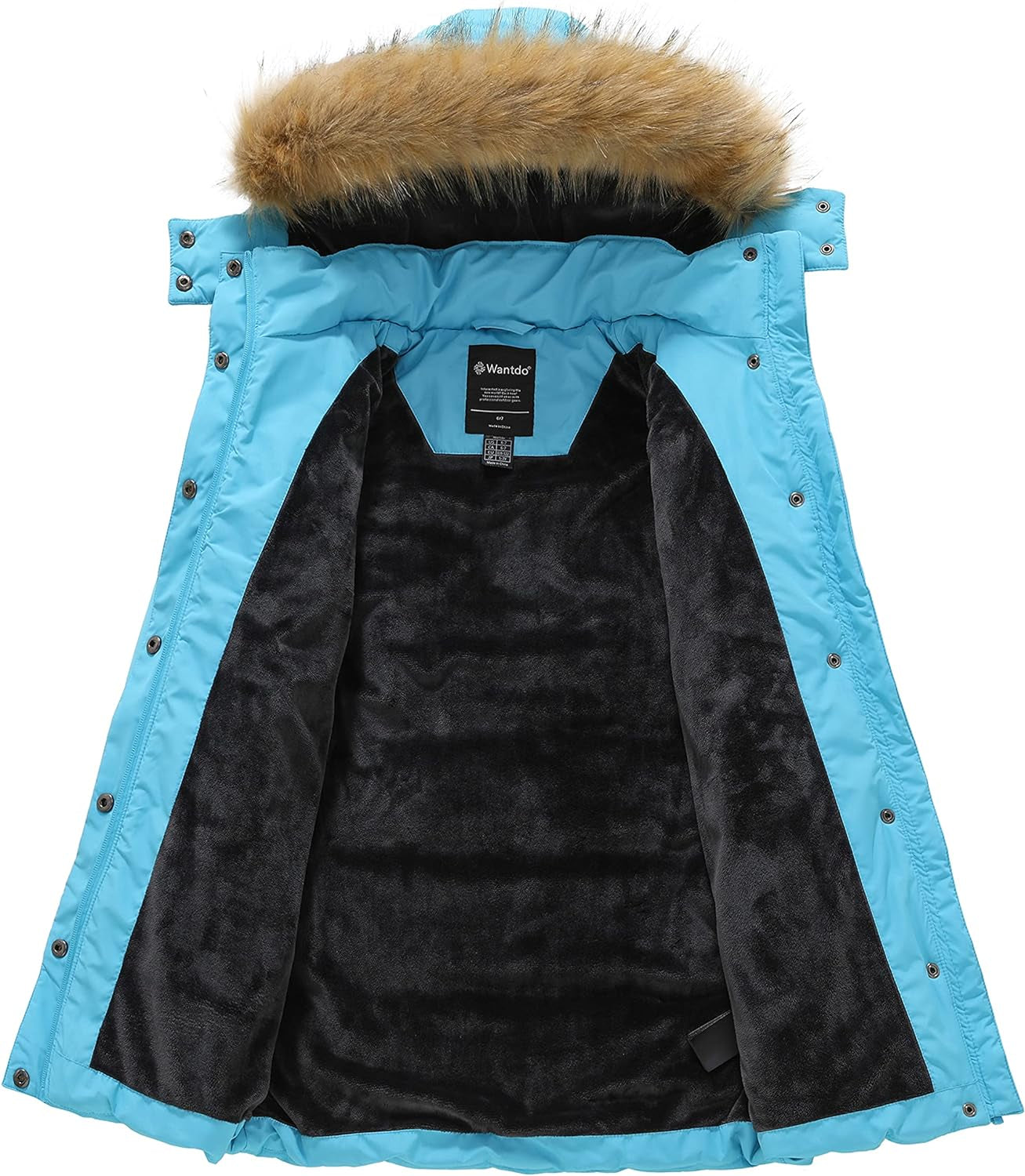 Girl'S Winter Jacket Long Puffer Coat Fleece Outerwear Jacket with Hood Waterproof