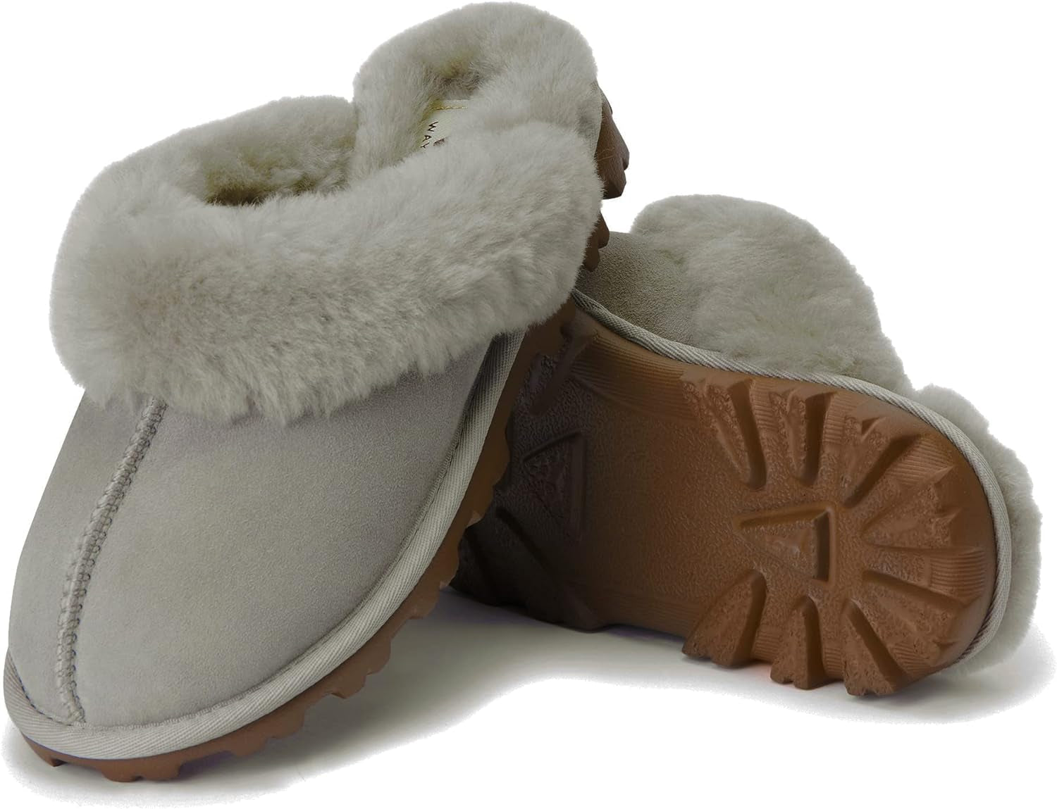 Genuine Australian Sheepskin Women Slippers, 100% Shearling Hard Bottom Slippers for Women Indoor and Outdoor Warm Fuzzy Wool Slippers