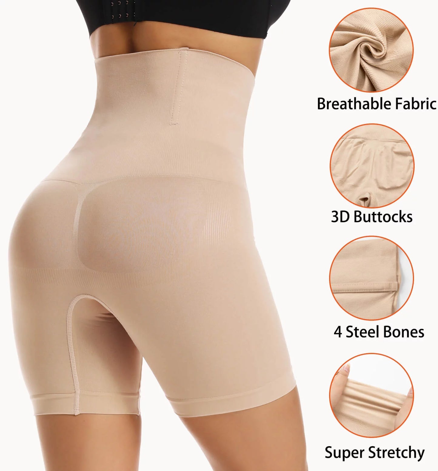 Women Waist Trainer Shapewear Tummy Control Body Shaper Shorts Hi-Waist Butt Lifter Thigh Slimmer