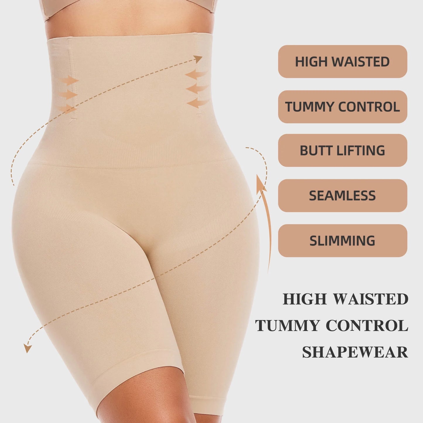 Women Waist Trainer Shapewear Tummy Control Body Shaper Shorts Hi-Waist Butt Lifter Thigh Slimmer