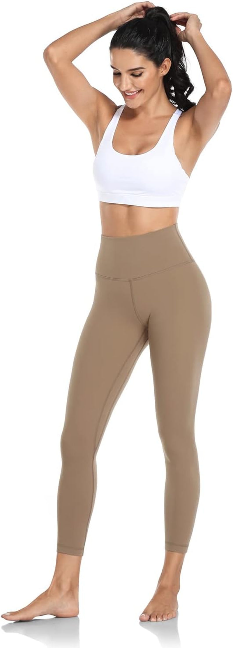 Essential Leggings, High Waisted Compression Soft Pants Workout Athletic Yoga Pants 25"