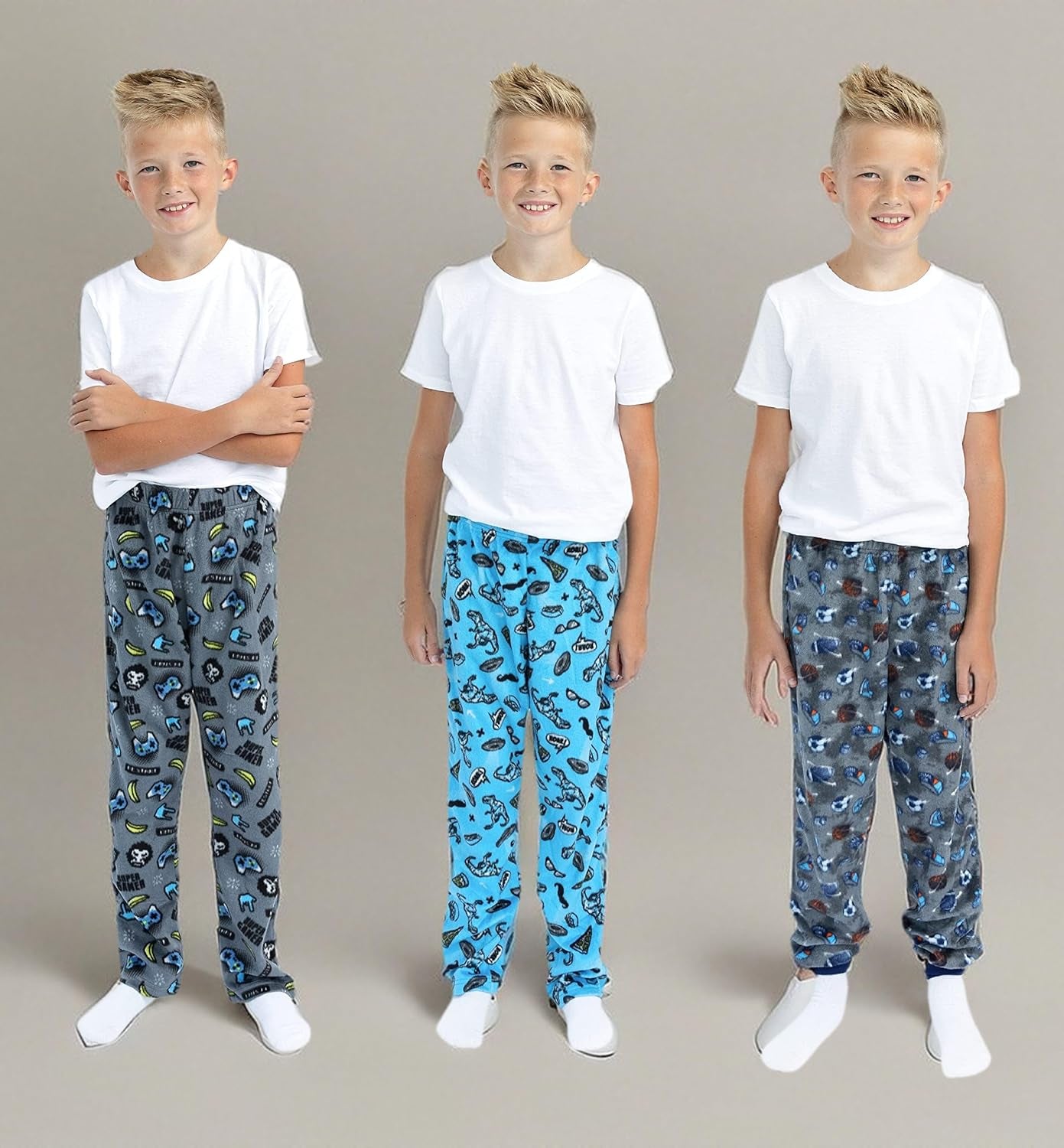 Boys Pajama Pants for Kids 3-Pack Soft Pajama Bottoms for Boys