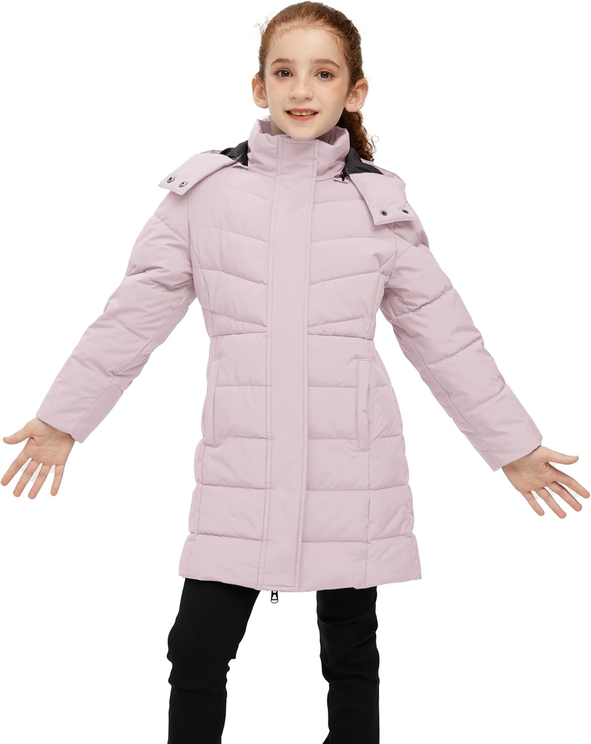 Girl'S Puffer Jacket Warm Insulated Winter Coat Lightweight Water-Resistant Padded Parka with Hood