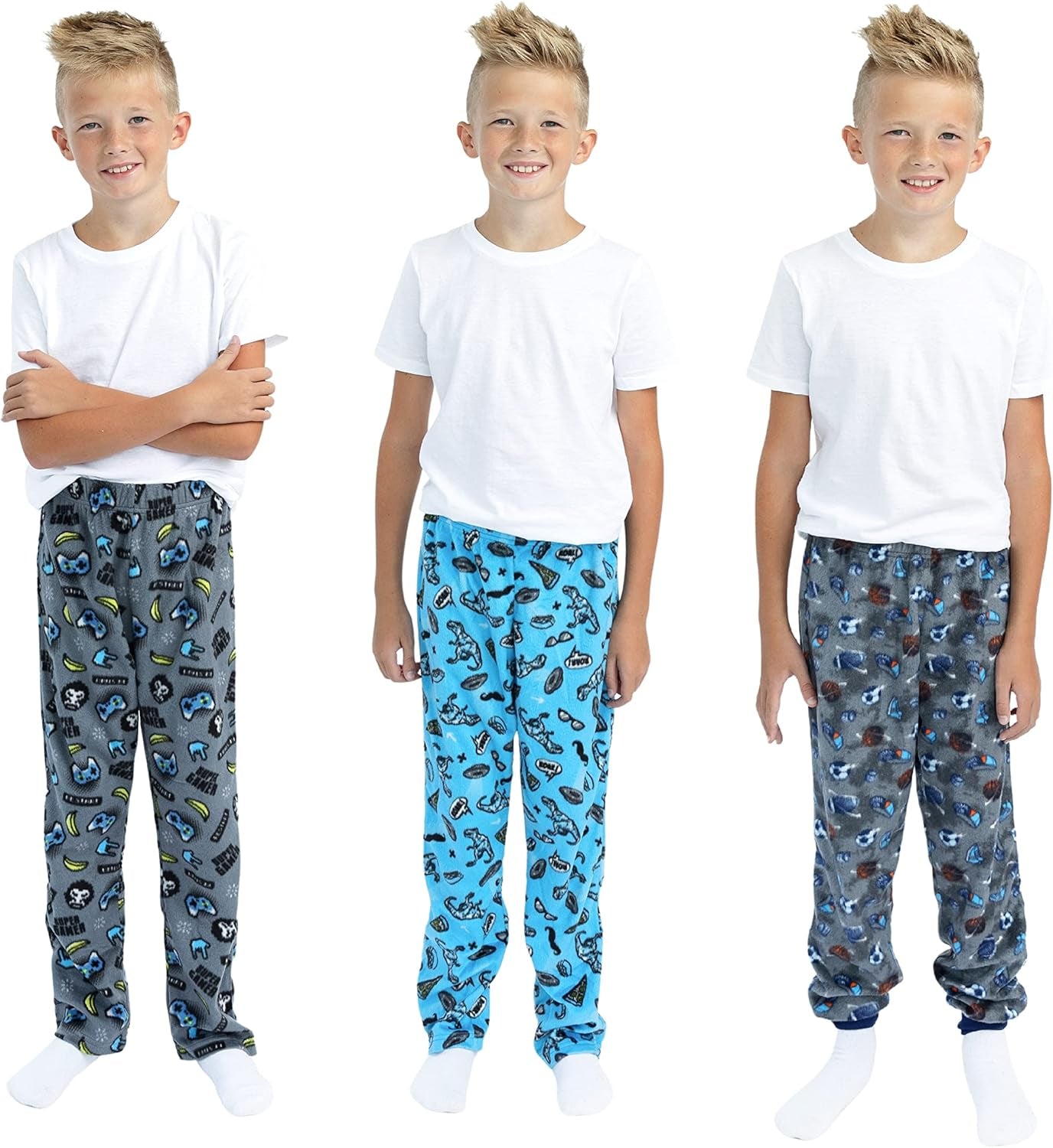 Boys Pajama Pants for Kids 3-Pack Soft Pajama Bottoms for Boys