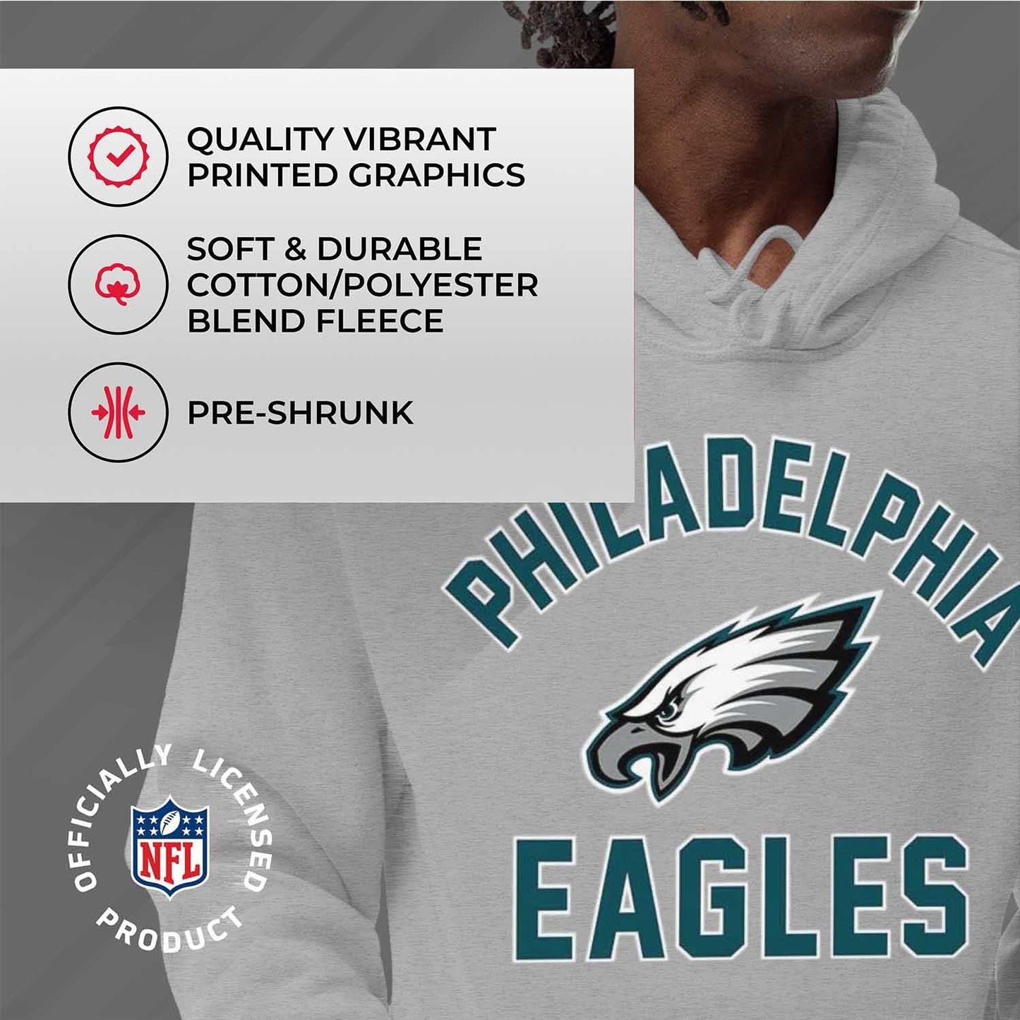 NFL Adult Gameday Hooded Sweatshirt - Poly Fleece Cotton Blend - Stay Warm and Represent Your Team in Style