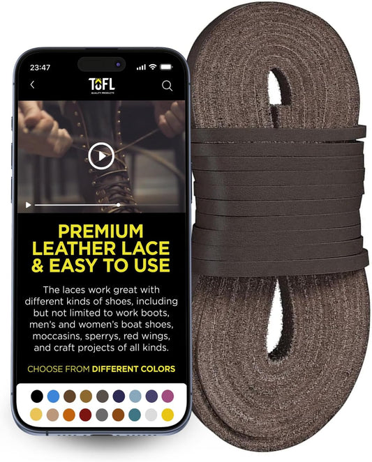 Leather Boot Laces|1/8 Inch Thick 72 Inches Long|2 Leather Strips [1 Pair]