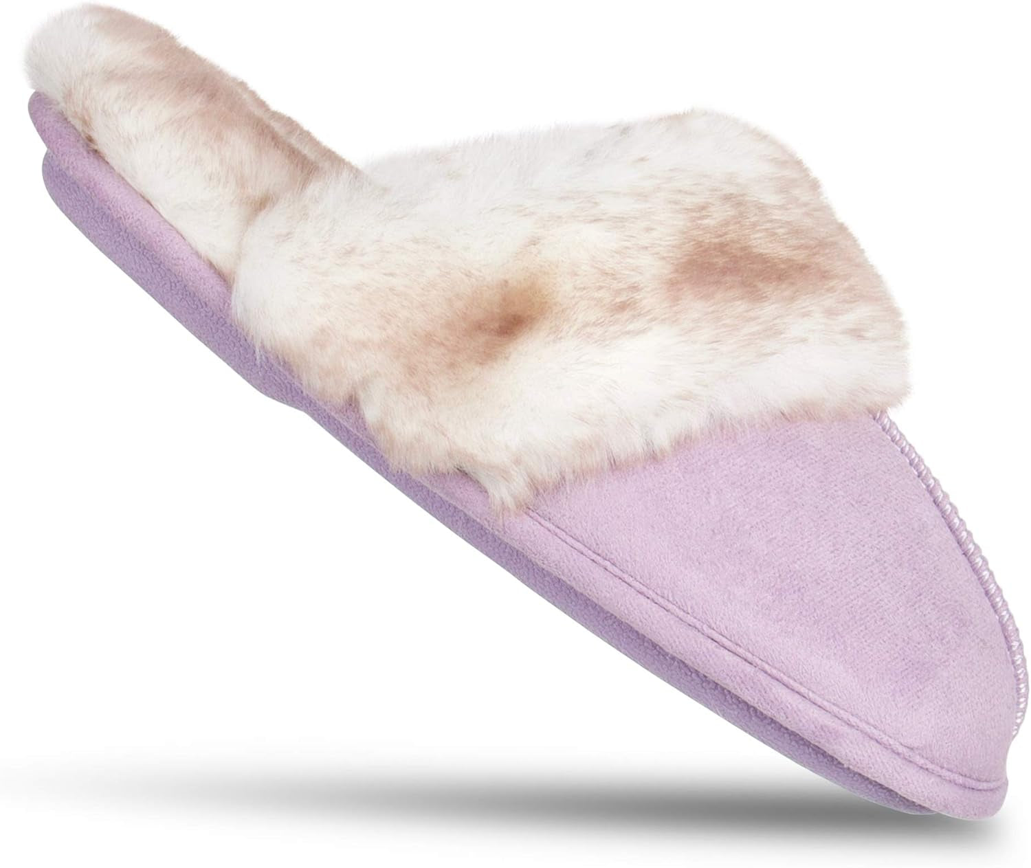 Women'S Comfy Faux Fur House Slipper Scuff Memory Foam Slip on Anti-Skid Sole