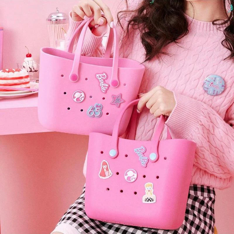 [Holiday Special] Barbie Lunch Bag for Women - Cute Crocs Design, Durable Lunch Tote Bags for Girls, Suitable Size in Pink, Pale Pink, and Blue with Handle, Ideal for School, Work, and Barbie Daylight Shiny Series