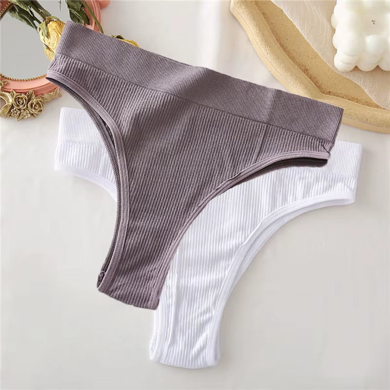 1/2PCS Thong Panties Sexy Underwear for Women G-String Female Underpants Solid Color Briefs Girls Seamless Intimates Lingerie