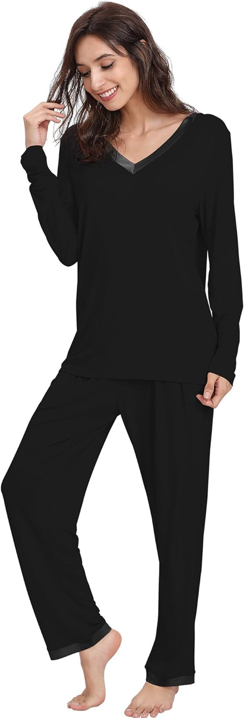 Viscose from Bamboo Women'S Pajama Sets Super Soft Long Sleeve Sleepwear Comfy Winter Pjs Sets S-4X